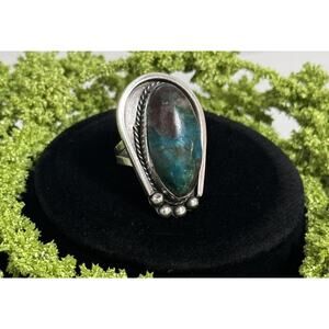 Vintage Native American Sonoran Gold Turquoise Sterling Silver Ring Size 7